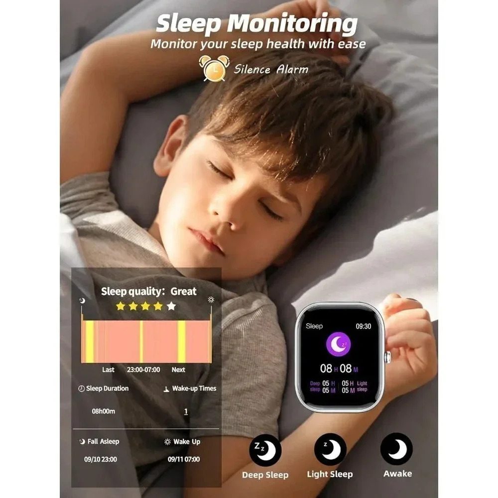 Kids  Waterproof Fitness Activity Heart Rate Sleep Monitor Black Smart Watch - Picture 5 of 14